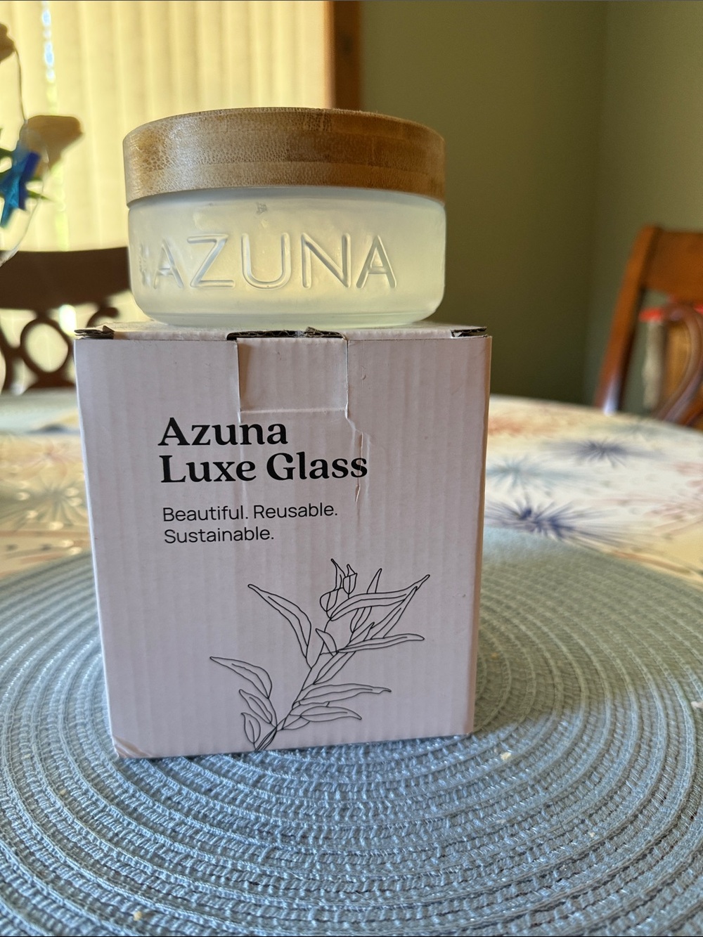 Luxe Glass Reusable Jar with Bamboo Lid - Frosted Clear set of 2
